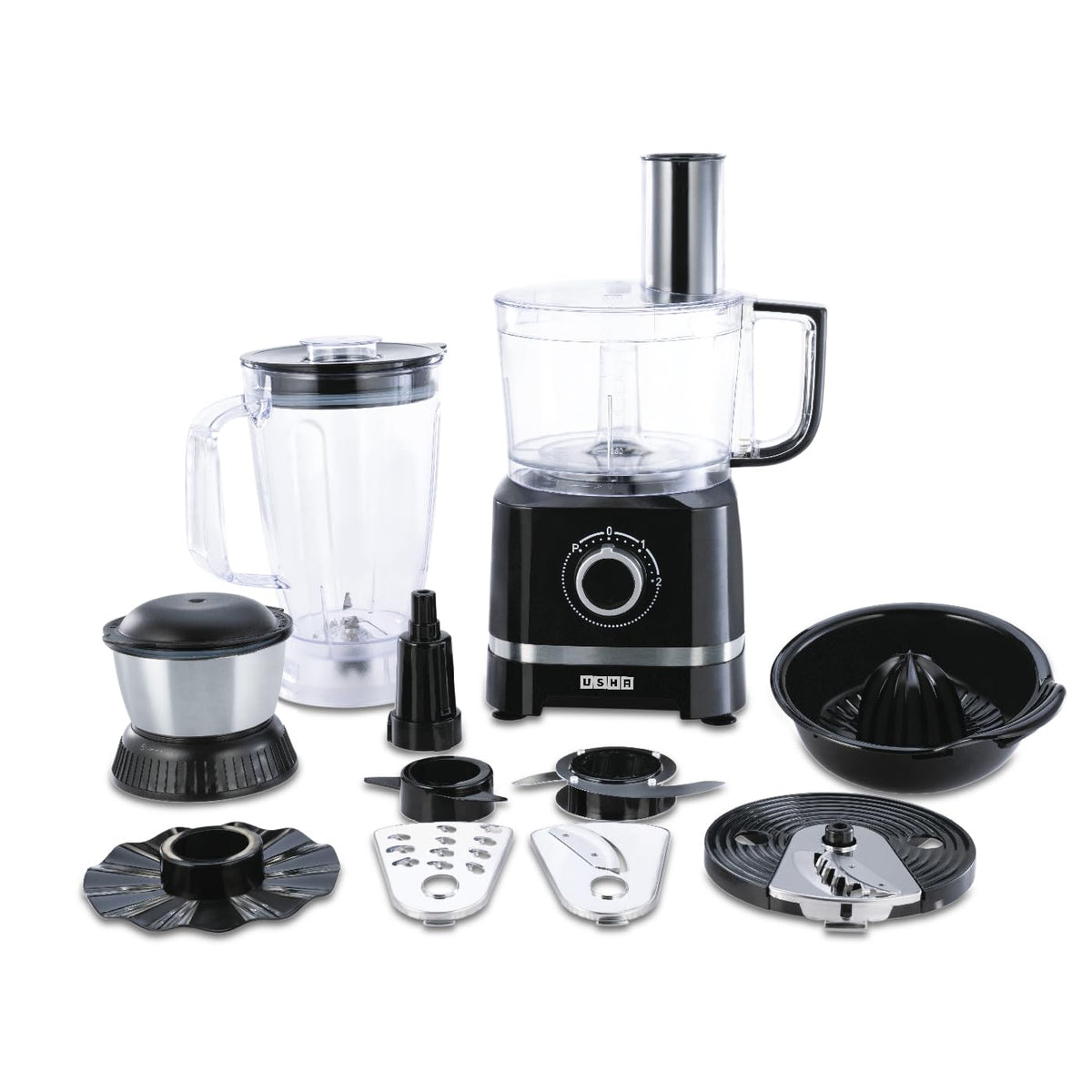 Usha ICHEF Food Processor 800 Watts Copper Motor with 9 Accessories &amp; 8 Functions (BLACK)