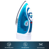 USHA Helix Pro Smart Steam Iron 2000 W with Easy-Wind Retractable Cord, Durable Ceramic Soleplate, 3-Way Auto Shut Off, Anti-Drip, Anti-Calc Function (Blue &amp; White)