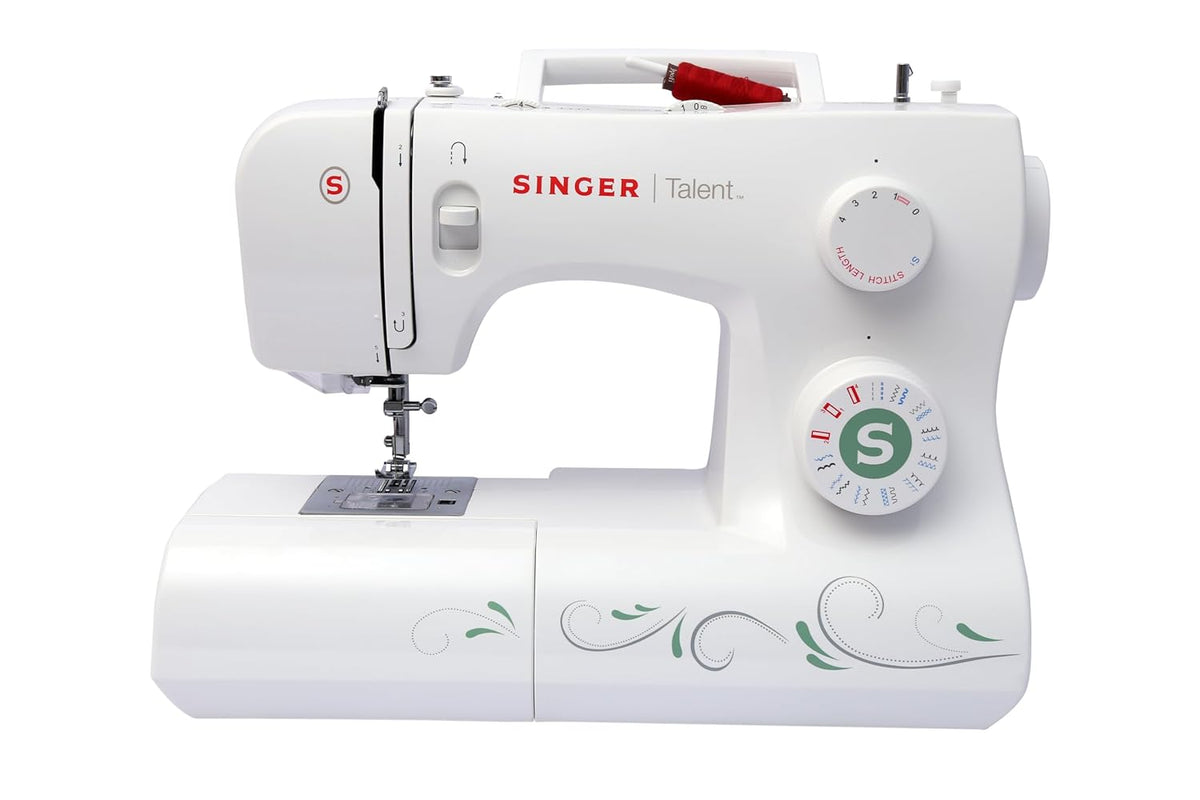 Singer Talent 3321 Automatic Zig-Zag Electric Sewing Machine with 21 Built-in Stitches (White) with 70 W Powerful motor &amp; Feed dog with 106 Teeth in 6 Rows - Get Free Online Interactive Master Class