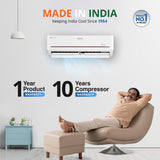 Voltas 1.5 ton, 3 Star, Hot &amp; Cold Inverter Split AC (Copper, 5 in 1 Adjustable Mode, Anti Dust with Anti Microbial Filter, 183VH Vertis Prism, White/Red Stripe)