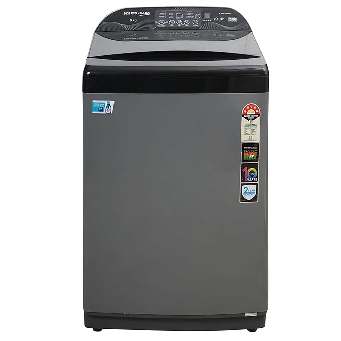 Voltas Beko, A Tata Product WTL9006UEA/SPB0OD 9 Kg 5 Star Fully-Automatic Top Loading Washing Machine (Grey)