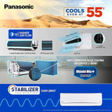 Panasonic 2.2 Ton 4 Star Premium Wi-Fi Inverter Smart Split AC(55 Deg. C Operation, Copper Condenser, 7in1 Convertible, True AI, 4-Way Swing, PM 0.1 Filter, CS/CU-QU26BKYFM, 2025 Model, White)