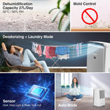 SHARP dehumidifier with Air Purifier with I Plasmacluster Tech fights against Mold, Fungus, VOCs I Clothe Dryer I Traps 99.97% Impurities I HEPA+Carbon+Pre-Filter I Cover: 720 ft² I DW-J27FM-S