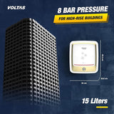 Voltas Crysta 5-Star 15L Water Heater 2000W, Warranty of 7 years on Tank, 3 Years on Heating Element, 2 Years on Product by Voltas|Free Installation| Free Connecting Pipe|Copper Element|8 Bar (White)