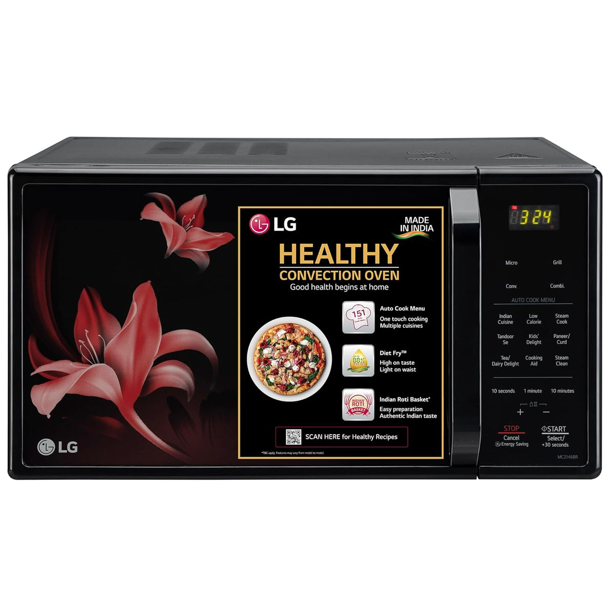 LG 21 L Convection Microwave Oven (MC2146BR, Black, Diet Fry) (Open Box / Without Box)