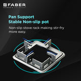 Faber Prince Plus 4BB BK 69cm 4 Burner Glass Cooktop with Brass Burners, Manual Ignition & Cast Iron Pan Support, Black