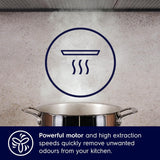 Electrolux 90cm Slope Chimney for up to 440 sqft Kitchen, Filter-Free, PowerBoost, UltimateTaste 700, Stainless Steel, ECS9612K