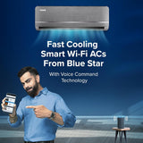 Blue Star 1.5 Ton 5 Star, New Star Rated, Smart Inverter Split AC, Iconia Series (AI Pro+, Copper, 4-Way Swing, DigiQ Hepta Sensor,Turbo Cool, Self Clean Technology (IA518IXUS, Midnight Silver))