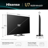 Hisense 139 cm (55 inches) U7Q Series 4K Ultra HD Smart QLED Mini LED TV 55U7Q (Black)