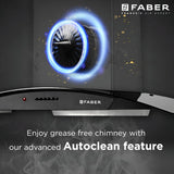Faber 90cm 1150 m³/hr Autoclean Kitchen Chimney | Curved Glass | Filterless | Black Finish | Push Button Control | 8Yr Warranty on Motor 2Yr Comprehensive by Faber | HOOD ACE PRO IN 3D HC PB FL BK 90