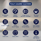 Electrolux 8kg/5kg 5 Star EcoInverter Fully Automatic Front Load Washer Dryer, Scandinavian Design with 40°C Vapour Wash for Sustainable Clothing, Wash To Dry, White, UltimateCare 300, EWW8024D3WB
