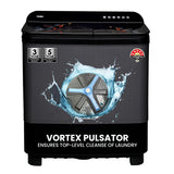 Haier 11 Kg 5 Star Toughened Gas Softfall Technology Semi Automatic Top Loading Washing Machine (HTW110-178FL, Anti Bacterial Vortex Pulsator, Magic Filter, Rat Mesh, Digital Printing Lid, Black)