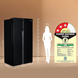 Haier 602L 3 Star 2 Door Premium Glass Side by Side Frost Free Refrigerator|100% Convertible|Wi-Fi|Expert Inverter Technology|Digital Display Panel|Triple Twist Ice Maker (HRS-682KGU1, Black Glass)