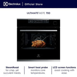Electrolux 72L 60cm Built-In Oven with 19 Functions, UltimateTaste 700, Glass, Black, KOCBP21XA