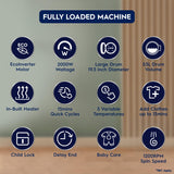Electrolux 9kg 5 Star Front Load Washing Machine, AutoSense Technology, Full Load Steam Wash, Hygienic Care, EcoInverter Motor, UltimateCare 300, EWF9024M3SB, Dark Silver