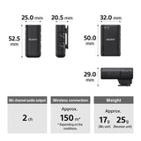 Sony ECM-W3S | Single-Channel Wireless Camera Microphone for Digital Recording | Content Creation &amp; Vlogging | Compact with Charging Case - Black