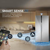 Haier 602L 3Star 2 Door Premium Glass Door Side by Side Frost Free Refrigerator|Convertible|Smart Sense AI|Expert Inverter|Digital Display Panel|Deo Fresh Technology (HRS-682PMGU1, Mirror Glass)