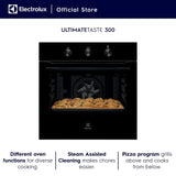 Electrolux 68L 60cm Built-In Oven with 5 Functions, UltimateTaste 300, Glass, Black, KOHLH00KA