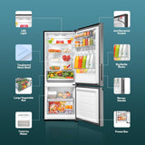 Haier 325 L 2 Star Frost Free Bottom Mount Double Door Refrigerator | Jhukna Mat - Bottom Freezer | Twin Inverter | Twist Ice Maker | 1 Hour Icing Technology (HRB-3502BS-P, Brushline Silver)
