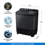 Samsung 8.5 Kg 5 Star Semi Automatic Top Load Washing Machine (WT85B4200GD/TL,DARK GRAY)