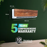 Godrej 1.5 Ton 3 Star, 5 Years Comprehensive Warranty, 5-In-1 Convertible Cooling, Wood Finish, Inverter Split AC (Copper, 4 Way Air Swing, AC 1.5T SIC 18VTC3 WYB TK, Teak Wood)