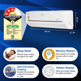 Voltas 1.5 Ton 3 Star Adjustable Inverter Split AC(Copper, 183 V Vectra Prism, 4-in-1 Adjustable Mode, White)
