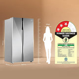 Haier 602L 3Star 2 Door Premium Glass Door Side by Side Frost Free Refrigerator|Convertible|Smart Sense AI|Expert Inverter|Digital Display Panel|Deo Fresh Technology (HRS-682PMGU1, Mirror Glass)