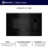 Electrolux 30L 60cm Built-In Combination Microwave Oven with 14 Functions, UltimateTaste 900, Black, Glass, EMSB30XCF