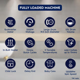 Electrolux 8kg 5 Star Fully Automatic Front Load Washing Machine with UltraMix, Full Load Vapour Wash for Sustainable Clothing, Hygienic Care, EcoInverter, White, UltimateCare 500, EWF8024R5WB