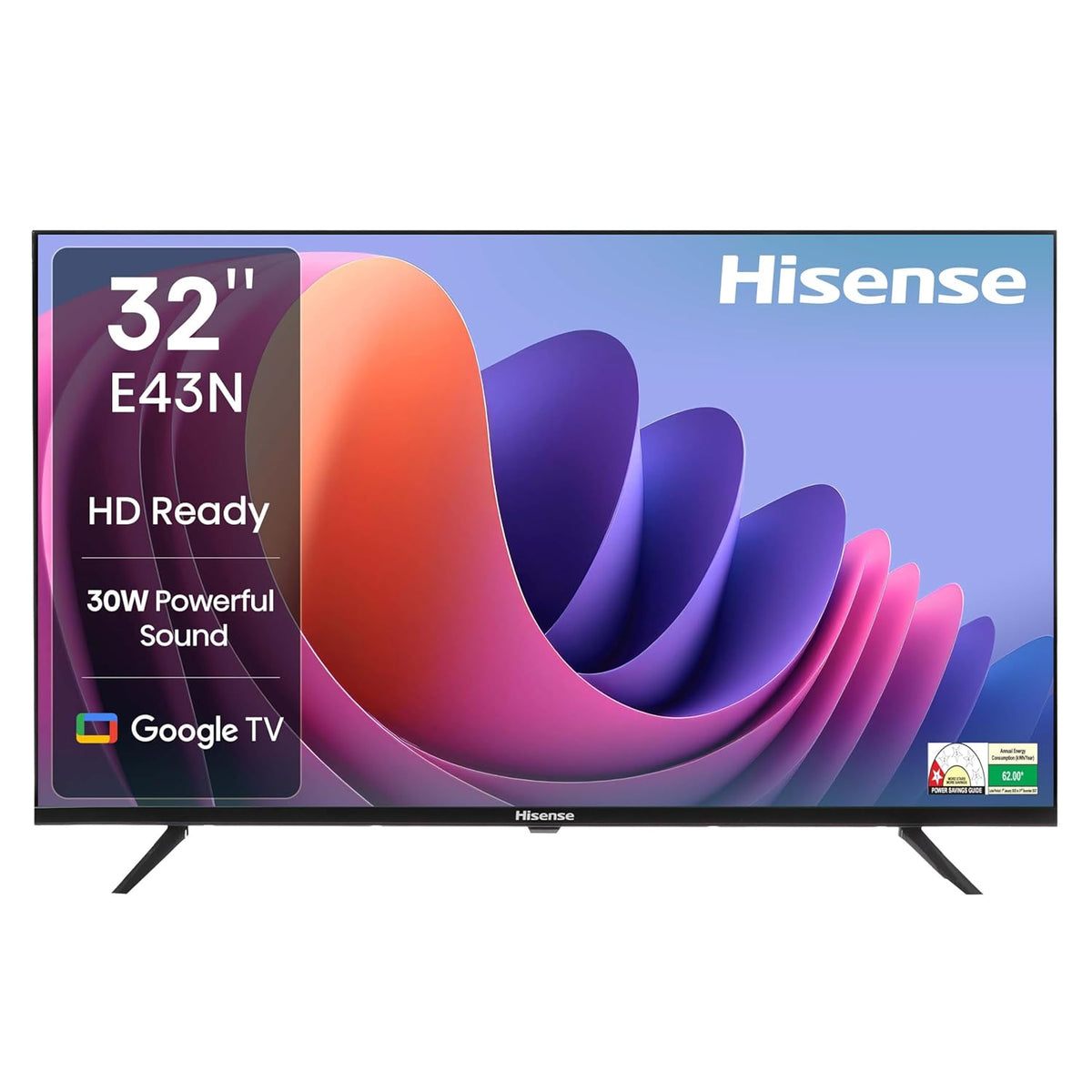 Hisense 80 cm (32 inches) E43N Series HD Ready Smart Google LED TV 32E43N (Black)