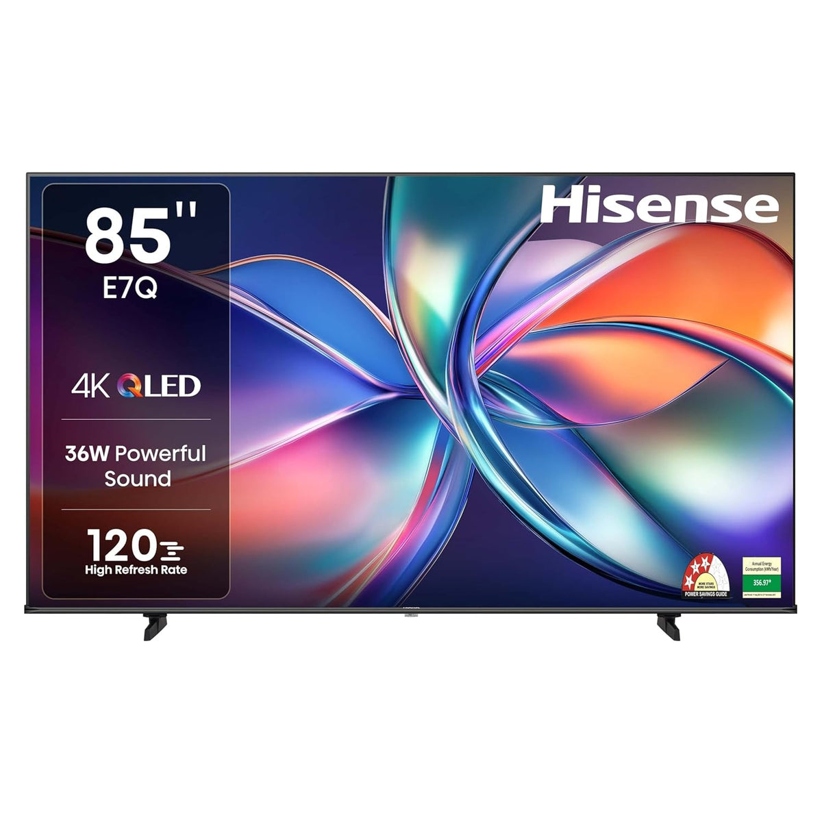 Hisense 215 cm (85 Inches) 4K Ultra HD Smart QLED TV | Dolby Vision Atmos, HDR10+ | 30W Powerful Speaker | AI 4K Upscaler | ALLM | MEMC | HDR 10+Decoding | Voice Control | VIDAA OS | 85E7Q (Black)