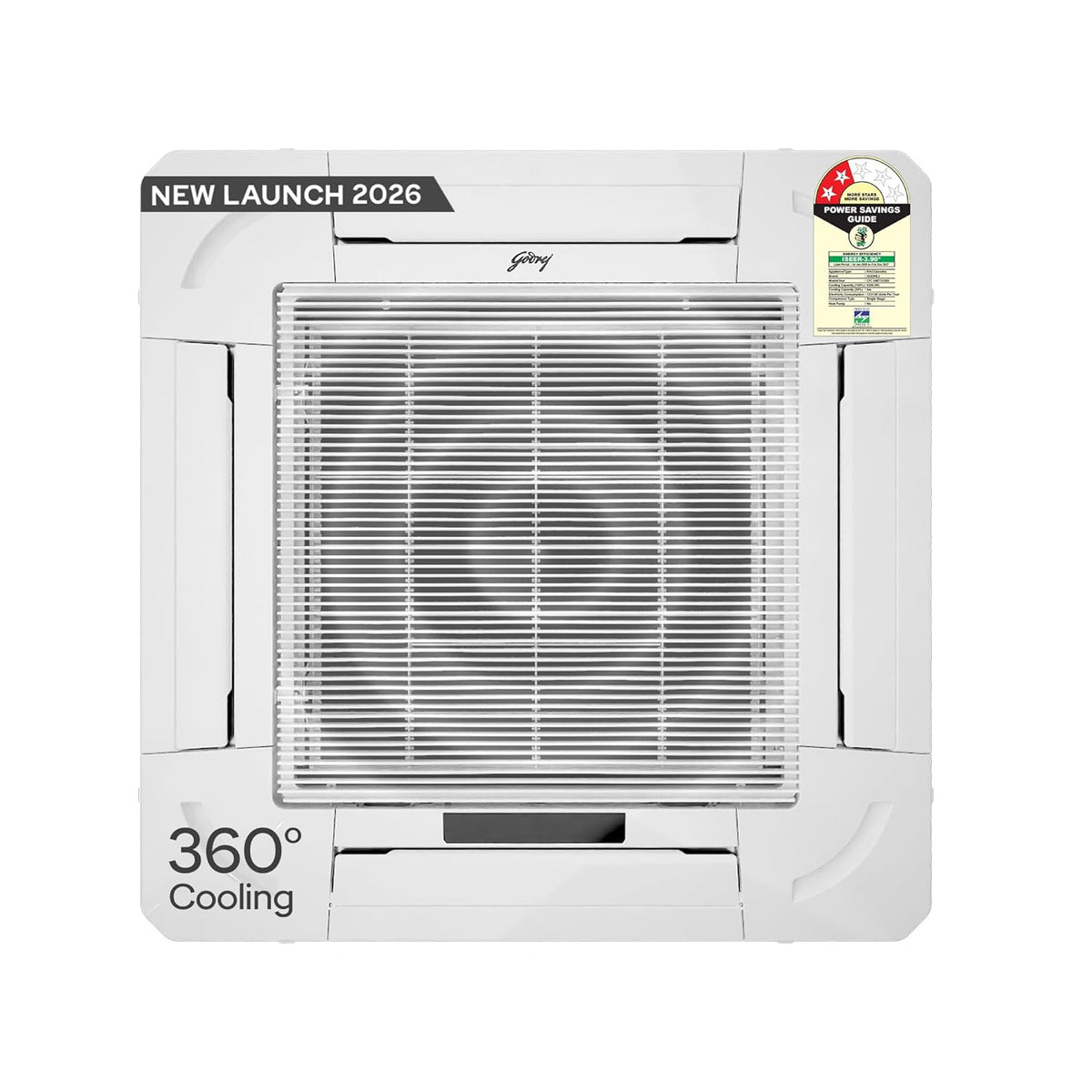 Godrej 2 Ton 2 Star Inverter Cassette AC with 5-in-1 Convertible Cooling, 360° Airflow, Self Clean Technology, R32 Refrigerant & Heavy Duty Cooling (AC 2.0T TR CFC 24M2TG WA 4)