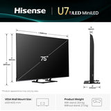 Hisense 189 cm (75 inches) U7Q Series 4K Ultra HD Smart QLED Mini LED TV 75U7Q (Black)