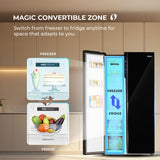 Haier 602L 3 Star 2 Door Premium Glass Side by Side Frost Free Refrigerator|100% Convertible|Wi-Fi|Expert Inverter Technology|Digital Display Panel|Triple Twist Ice Maker (HRS-682KGU1, Black Glass)