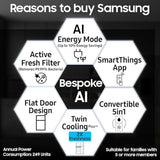 Samsung 396 L, 2 Star, Convertible 5-in-1, Digital Inverter, Frost Free Double Door, Bespoke AI WiFi Enabled Refrigerator (RT41DG6A2BB1, Black Matte, 2025 Model)