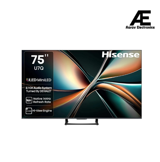 Hisense 189 cm (75 inches) U7Q Series 4K Ultra HD Smart QLED Mini LED TV 75U7Q (Black)