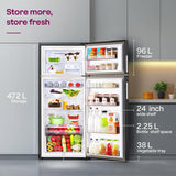 Godrej 472L 2 Star, 1+2 Years Warranty, AI Tech, 6-In-1 Convertible Freezer, 95%+ Food Surface Disinfection, Inverter Frost Free Double Door Refrigerator (RF EON 474B RCI MT BK, Matt Black)