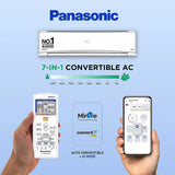 Panasonic 1.5 Ton 3 Star Hot and Cold Wi-Fi Inverter Smart Split AC (Copper Condenser, 7 in 1 Convertible with True AI Mode, PM 0.1 Air Purification Filter, CS/CU-KZ18AKYF, White)
