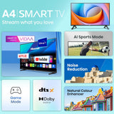 Hisense 100 cm (40 Inches) FHD Smart TV | HDR10 | 4K AI Upscaler | 20W Powerful Speakers, DTS Virtual: X | AI Sports Mode | Voice Remote | VIDAA OS | 40A4Q (Black)