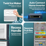 Haier 445 L 2 Star Frost Free Bottom Mount Double Door Refrigerator|Convertible 14-in-1|Jhukna Mat-Bottom Freezer|Digital Display Panel|Triple Inverter|Twist Ice Maker (HRB-4952BGK-P, Graphite Black)