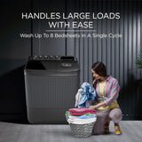 Lloyd 7.5 kg 5 Star Semi Automatic Top Load Washing Machine |1300 RPM | Detergent Storage Zone | 3 Wash Programs | Swift Dry | Magic Filter, (GLWS755AODVG, Dark Grey)