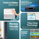 Haier 445 L 2 Star Frost Free Bottom Mount Double Door Refrigerator|Convertible 14-in-1|Jhukna Mat-Bottom Freezer|Digital Display Panel|Triple Inverter|Twist Ice Maker (HRB-4952CKG-P, Black Glass)