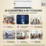 LG Essential Series 0.8 Ton 2 Star Smart Inverter Split AC (AS-Q11KNVE) | AI Convertible 6-in-1 Cooling | HD Anti-Virus Filter | White