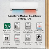 LG 1.5 Ton 3 Star Hot &amp; Cold, DUAL Inverter Split AC (Copper, Convertible 5-in-1, VIRAAT Mode, 4 Way Swing, HD Filter with Anti-Virus Protection, US-H18VNXE, White)