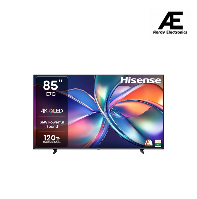 Hisense 215 cm (85 Inches) 4K Ultra HD Smart QLED TV | Dolby Vision Atmos, HDR10+ | 30W Powerful Speaker | AI 4K Upscaler | ALLM | MEMC | HDR 10+Decoding | Voice Control | VIDAA OS | 85E7Q (Black)