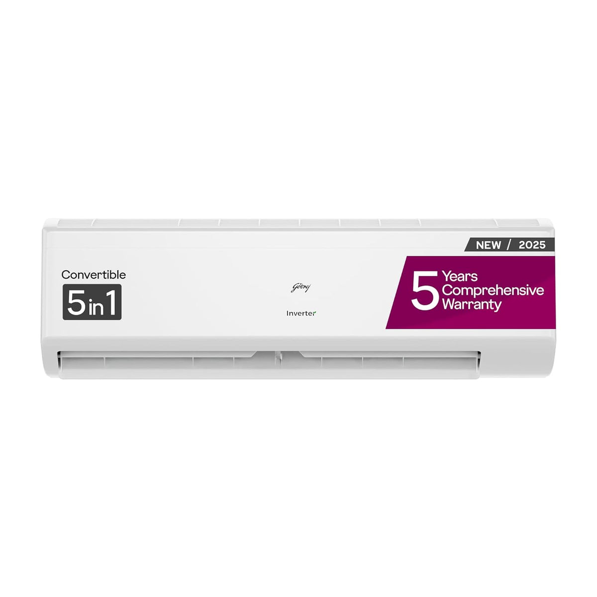 Godrej 1.5 Ton 5 Star, 5 Years Comprehensive Warranty, AI powered, 5-In-1 Convertible Cooling Inverter Split AC (Copper, 2025 Model, Heavy Duty Cooling at 52 °C, AC 1.5T EI SIC 18ITC5 WYD Split 5S, White)