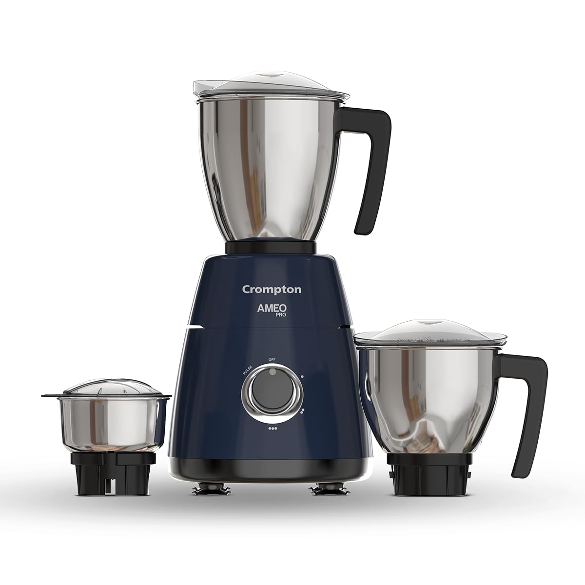 Crompton Ameo Pro 750W 3 Jar | Mixer Grinder | MaxiGrind | Motor Vent-X Technology |3 Stainless Steel Jars and 1 Juicer Jar | Black &amp; Blue