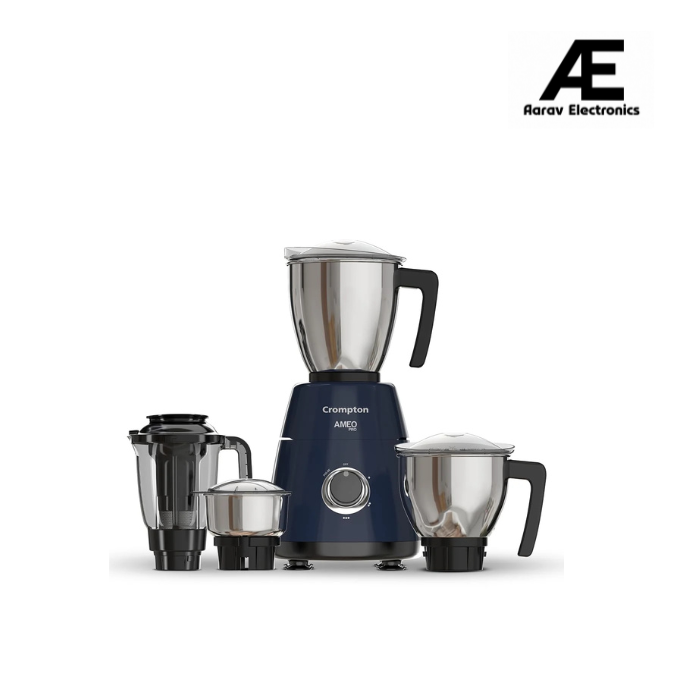 Crompton Ameo Pro 750W 4 Jar | Mixer Grinder | MaxiGrind | Motor Vent-X Technology |3 Stainless Steel Jars and 1 Juicer Jar | Black &amp; Blue