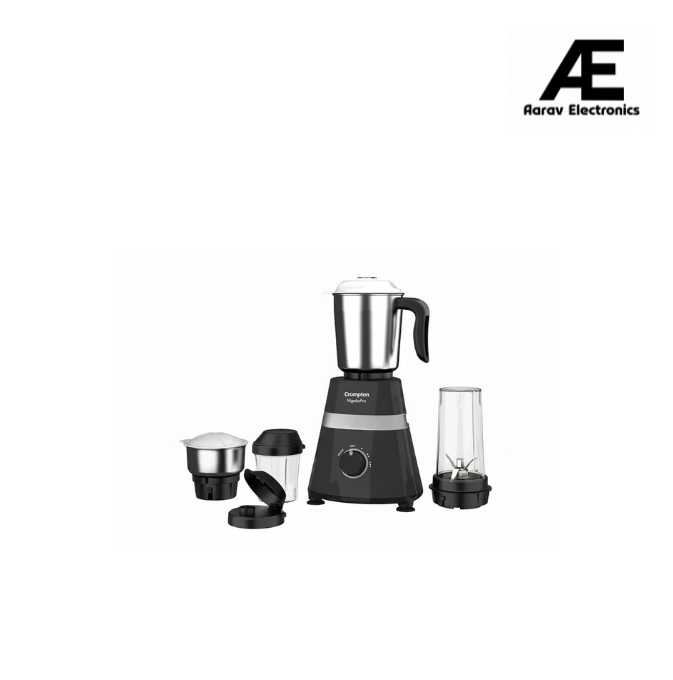 Crompton Nigella Pro 500W Mixer Grinder | 4 Jars (1.2L, 500ml, 400ml, 350ml) | 30 Min Continuous Grinding | Motor Vent-X Technology | Anti-Skid Base | Black | Life Active Series