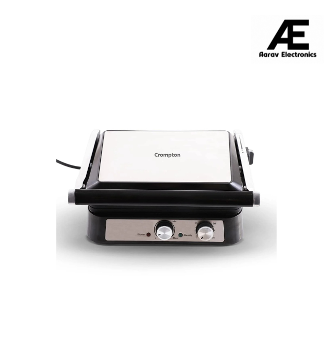 Crompton MaxCrisp 4 Slice Sandwich Maker 2000W with Timer and 180 Degrees Barbecue Grill